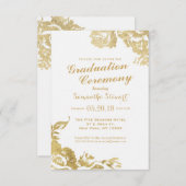 エレガントシンプルバラモダンフローラ金ゴールド卒業 招待状 (正面/裏面)