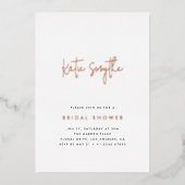 エレガントシンプルバラ金ゴールドとブラックブライダルシャワー 箔招待状 (正面)