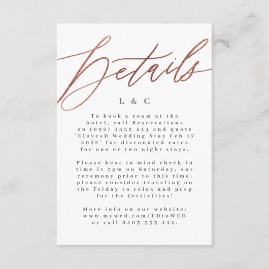 エレガントシンプルバラ金ゴールドの詳細結婚カード 出欠カード (正面)