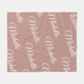 エレガントシンプルバラ金ゴールドピンクの繰り返し名 フリースブランケット (正面(横))