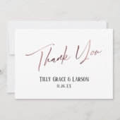 エレガントシンプルバラ金ゴールドモダン手書き サンキューカード (正面)