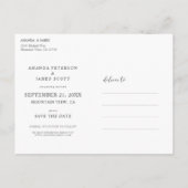 エレガントシンプルパーソナライズされた写真の日付の保存 案内ポストカード (裏面)