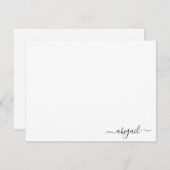 エレガントシンプルパーソナライズされたScript White ノートカード (正面/裏面)