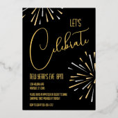 エレガントシンプルパーティー祝の新年 箔招待状 (正面)