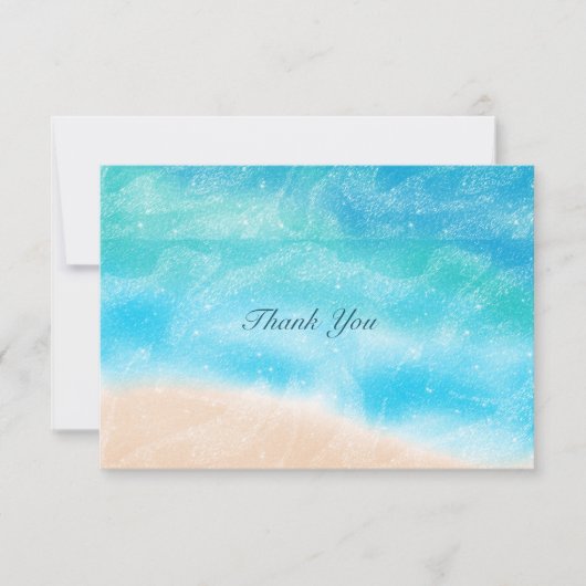 エレガントシンプルビーチ結婚式クラシックありがとう サンキューカード (正面)