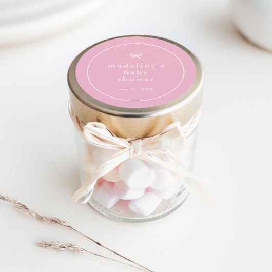 エレガントシンプルピンクガールズベビーシャワー ラウンドシール