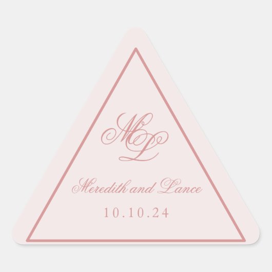 エレガントシンプルピンクモノグラム 三角形シール (正面)