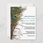 エレガントシンプルピーコックフェザー結婚式招待状 招待状 (正面)