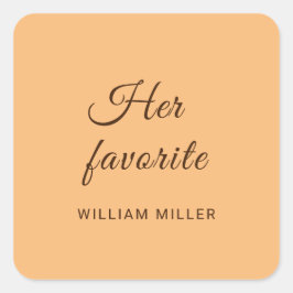 エレガントシンプルピーチモノグラム結婚ズ スクエアシール