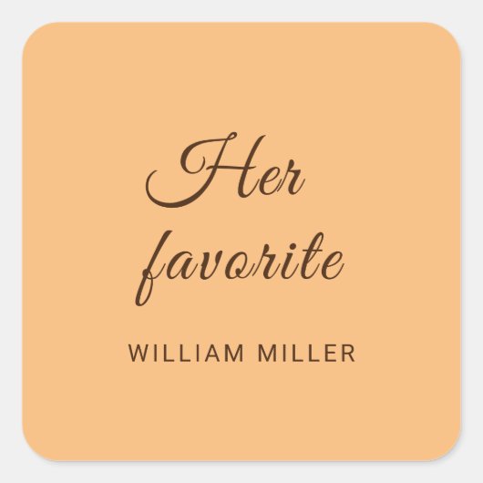 エレガントシンプルピーチモノグラム結婚ズ スクエアシール (正面)