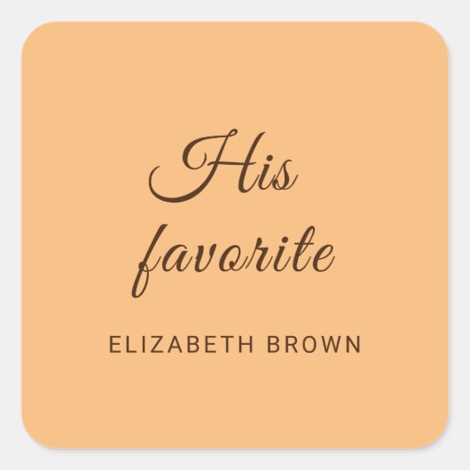 エレガントシンプルピーチモノグラム結婚ズ スクエアシール (正面)