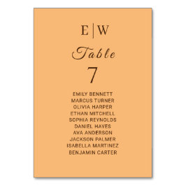 エレガントシンプルピーチモノグラム結婚ズ テーブルナンバー