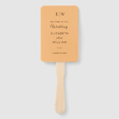 エレガントシンプルピーチモノグラム結婚ズ ハンドファン (正面)