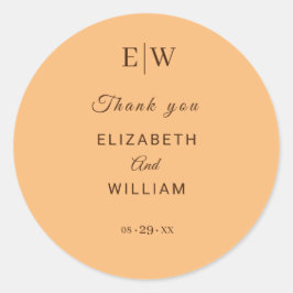エレガントシンプルピーチモノグラム結婚ズ ラウンドシール