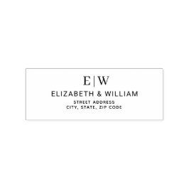 エレガントシンプルピーチモノグラム結婚ズ ラバースタンプ