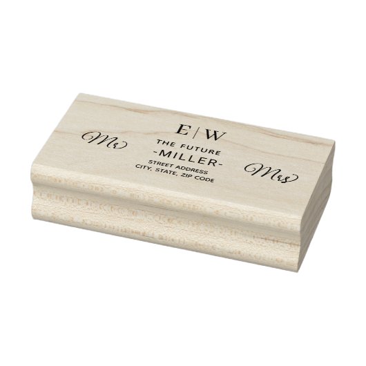 エレガントシンプルピーチモノグラム結婚ズ ラバースタンプ (スタンプ)