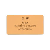 エレガントシンプルピーチモノグラム結婚ズ ラベル (正面)