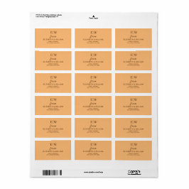 エレガントシンプルピーチモノグラム結婚ズ ラベル