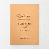 エレガントシンプルピーチモノグラム結婚ズ 三つ折りプログラム (カバー)