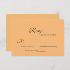 エレガントシンプルピーチモノグラム結婚ズ 出欠カード