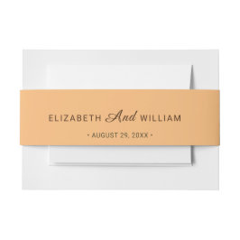 エレガントシンプルピーチモノグラム結婚ズ 招待状ベリーバンド