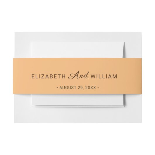 エレガントシンプルピーチモノグラム結婚ズ 招待状ベリーバンド (正面例)