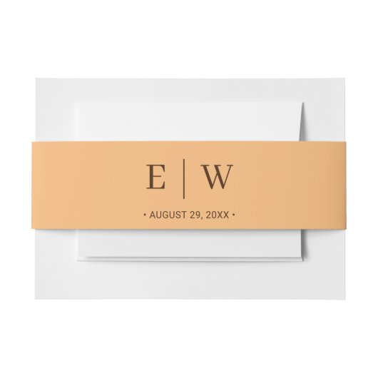 エレガントシンプルピーチモノグラム結婚ズ 招待状ベリーバンド (正面例)