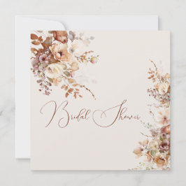 エレガントシンプルフィールドフラワーズブライダルシャワー秋 招待状