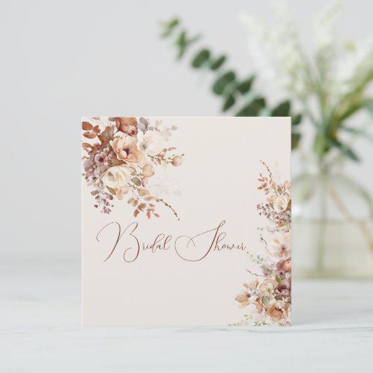 エレガントシンプルフィールドフラワーズブライダルシャワー秋 招待状 (スタンド正面)
