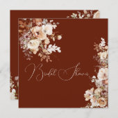 エレガントシンプルフィールドフラワーズブライダルシャワー秋 招待状 (正面/裏面)