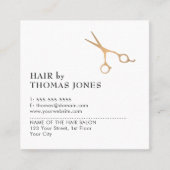 エレガントシンプルフェイク金ゴールドのシザースヘア スクエア名刺 (正面)