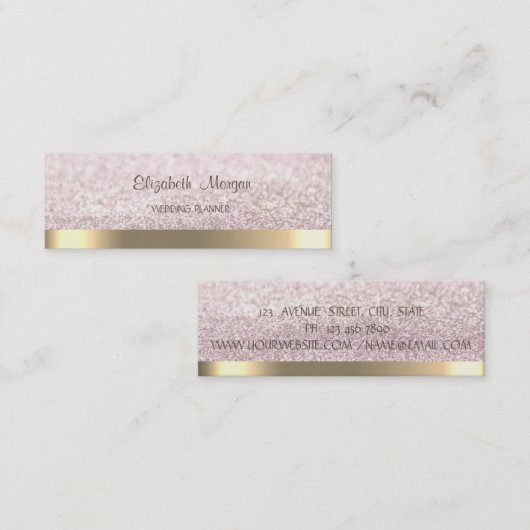 エレガントシンプルフェイク金ゴールドストライプ、《写真》ぼけ味の輝き スキニー名刺 (正面/裏面)