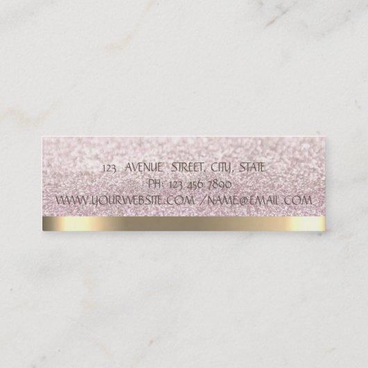 エレガントシンプルフェイク金ゴールドストライプ、《写真》ぼけ味の輝き スキニー名刺 (裏面)