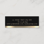 エレガントシンプルフェイク金ゴールドストライプ、黒 スキニー名刺 (裏面)