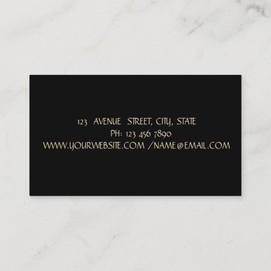 エレガントシンプルフェイク金ゴールド,黒,真珠 名刺 (裏面)
