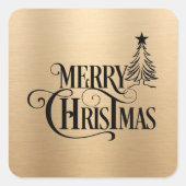 エレガントシンプルフェスティバルミニマルメリークリスマス スクエアシール (正面)
