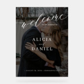 エレガントシンプルフォトオーバーレイ結婚のウェルカムサイン アクリルサイン (正面)