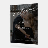 エレガントシンプルフォトオーバーレイ結婚のウェルカムサイン アクリルサイン (傾斜)