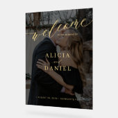 エレガントシンプルフォトオーバーレイ結婚のウェルカムサイン アクリルサイン (傾斜)