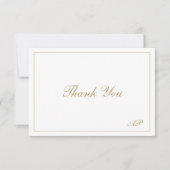 エレガントシンプルフォーマルモノグラムフェイク金ゴールド結婚ズ サンキューカード (正面)