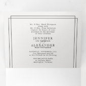 エレガントシンプルフォーマル白黒結婚の3倍 三つ折り招待状 (内部最初)