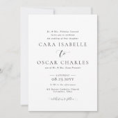 エレガントシンプルフォーマル白黒結婚の 招待状 (正面)