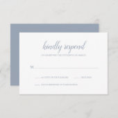 エレガントシンプルフォーマルScript Dusty Blue 結婚's 出欠カード (正面/裏面)