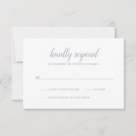 エレガントシンプルフォーマルScript Dusty Blue 結婚's 出欠カード