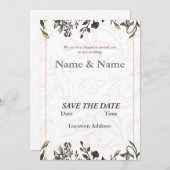 エレガントシンプルフローラのカスタマイズ 招待状 (正面/裏面)