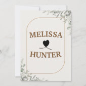 エレガントシンプルフローラグリーンリー水結婚色 招待状 (裏面)