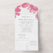 エレガントシンプルフローラピンクと白ひまわり オールインワン招待状 (内側)