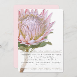 エレガントシンプルフローラピンクプロテアフラワー 招待状