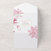 エレガントシンプルフローラ幾何学的金ゴールド枠 オールインワン招待状 (外側)