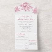 エレガントシンプルフローラ幾何学的金ゴールド枠 オールインワン招待状 (内側)